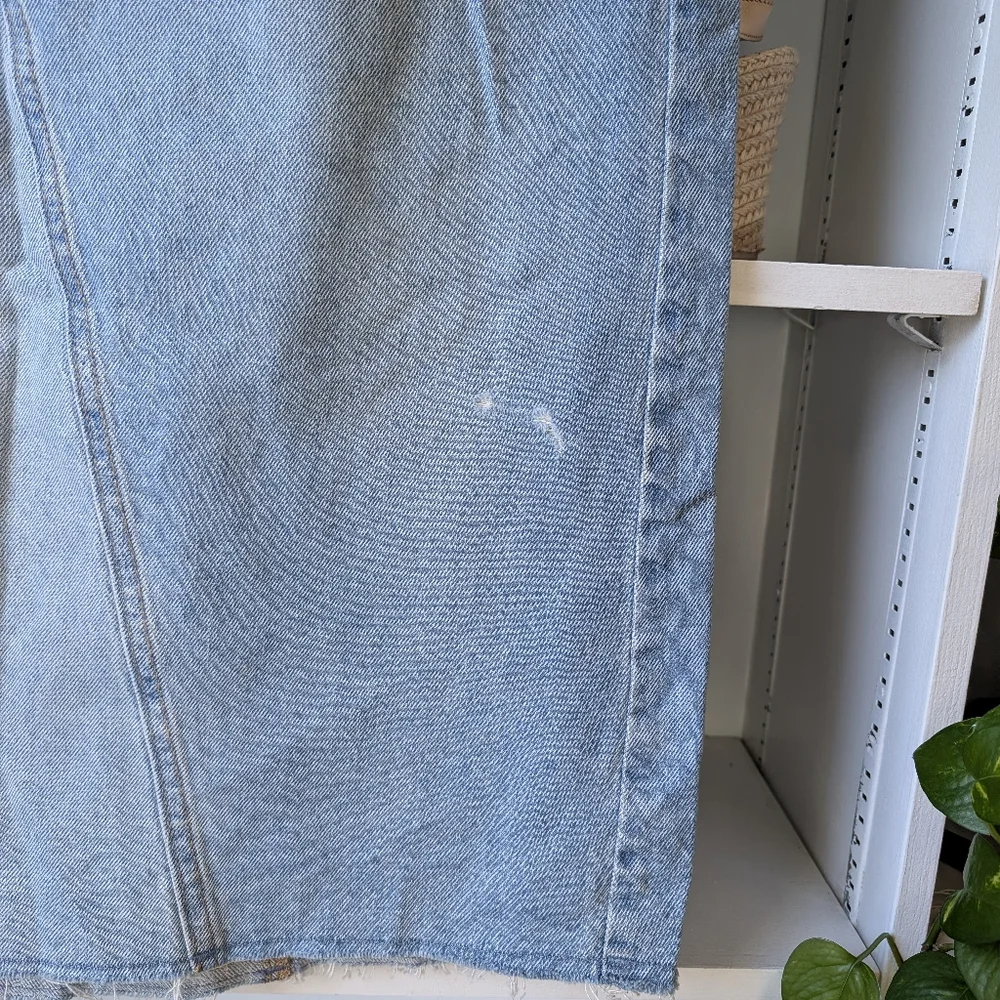 Old Navy Maxi Denim Skirt Light Wash Blue Jean Skirt Distressed Size 10 / Large - Picture 2 of 11